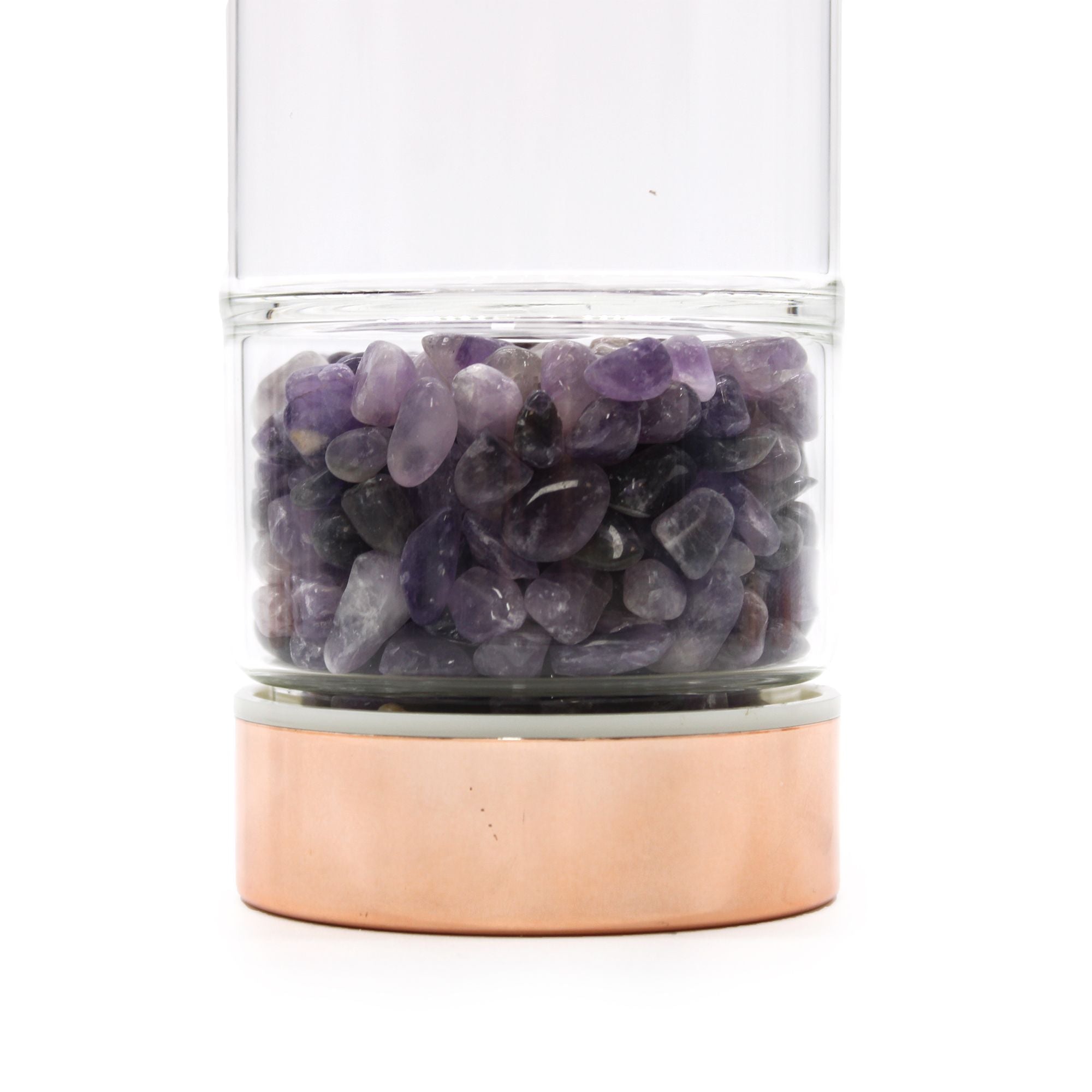 Amethyst Crystal Glass Tea Infuser Bottle | Rose Gold | 500ml