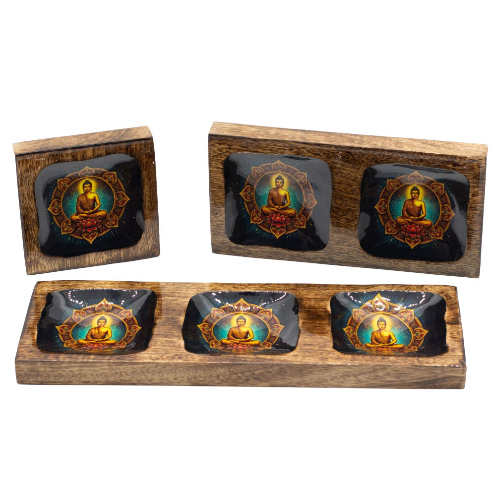 Buddha Enamelled Mango Tray Set