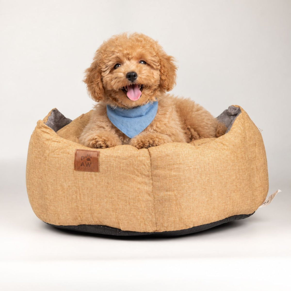 Royal Crown Pet Bed for Cats & Small Dogs - Sand & Grey - Medium (50 × 50 × 26cm)