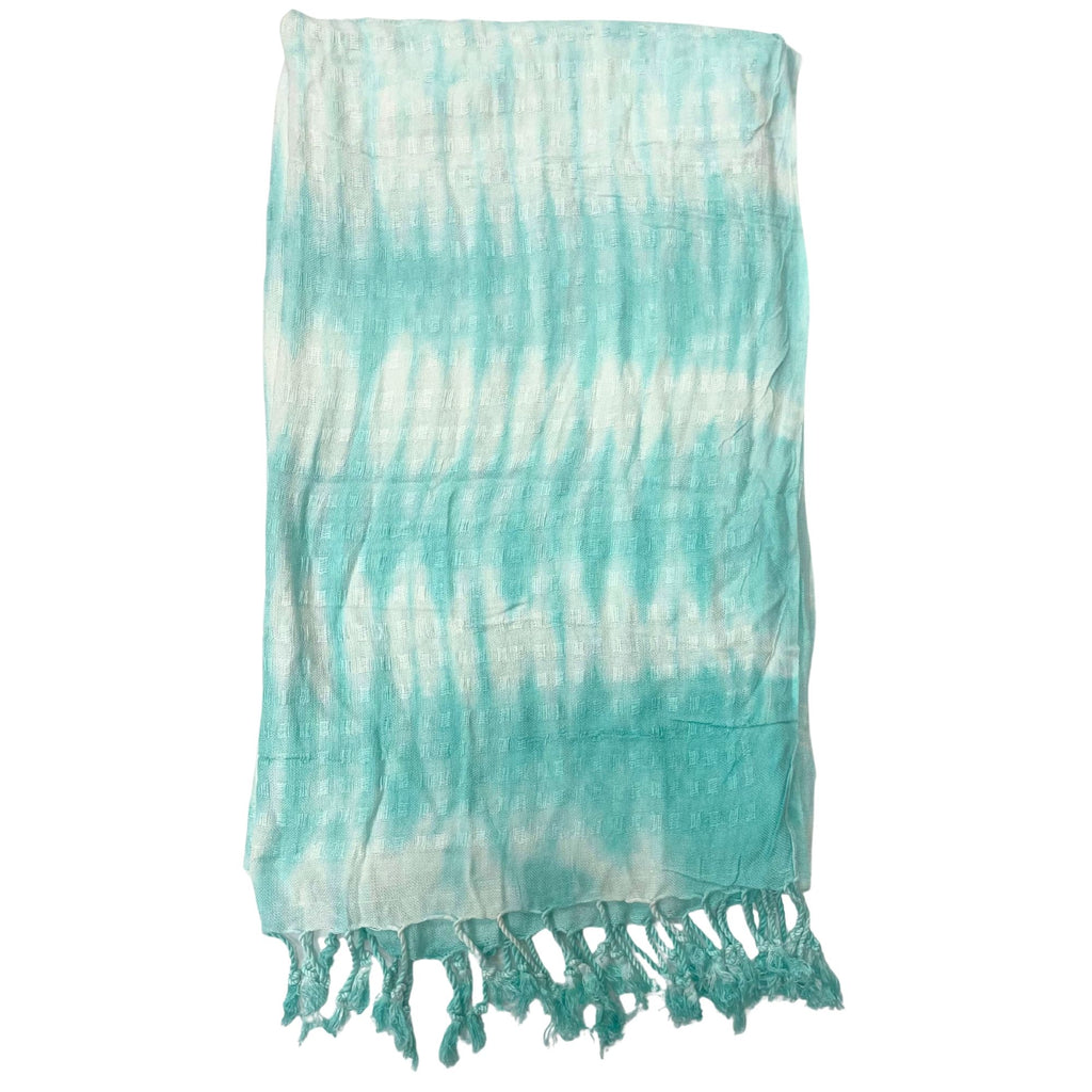 Teal Stripes & Motif Boho Java Art Stole Scarf