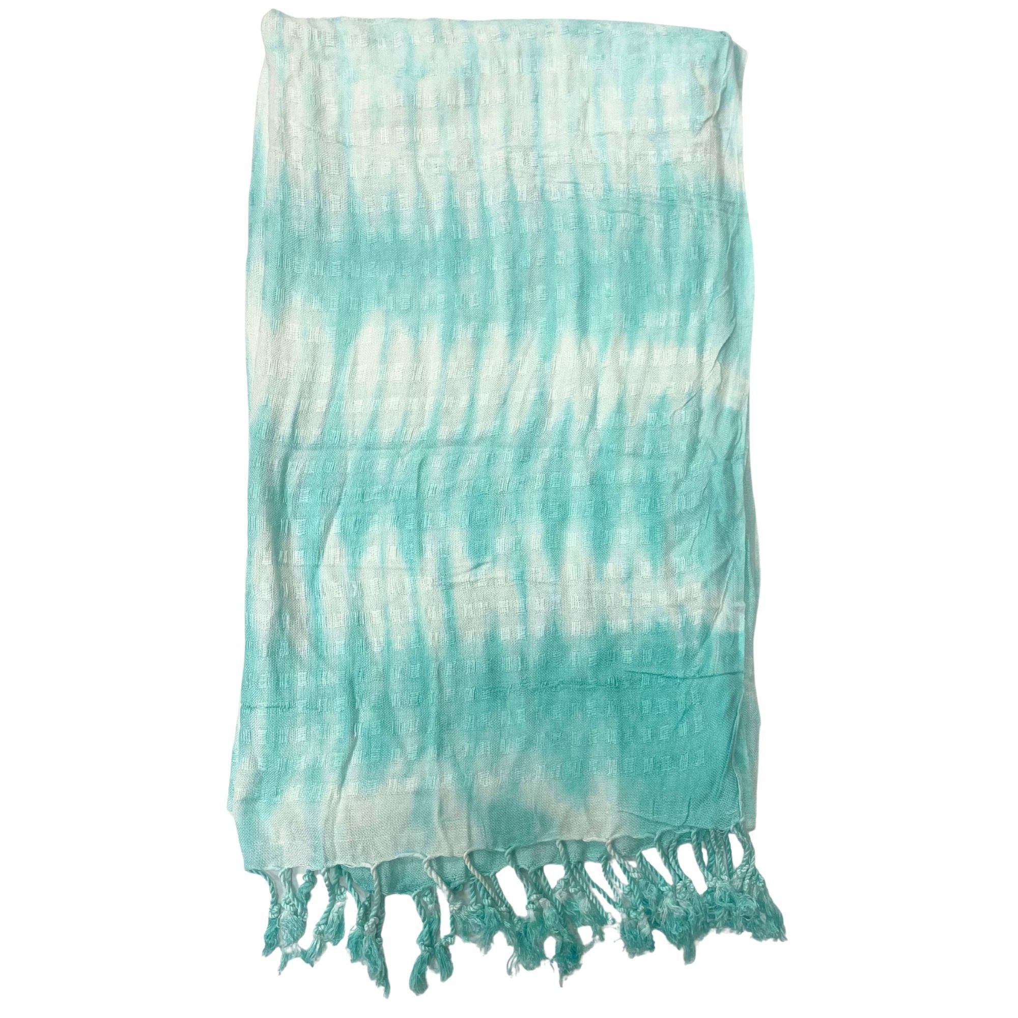 Teal Stripes & Motif Boho Java Art Stole Scarf