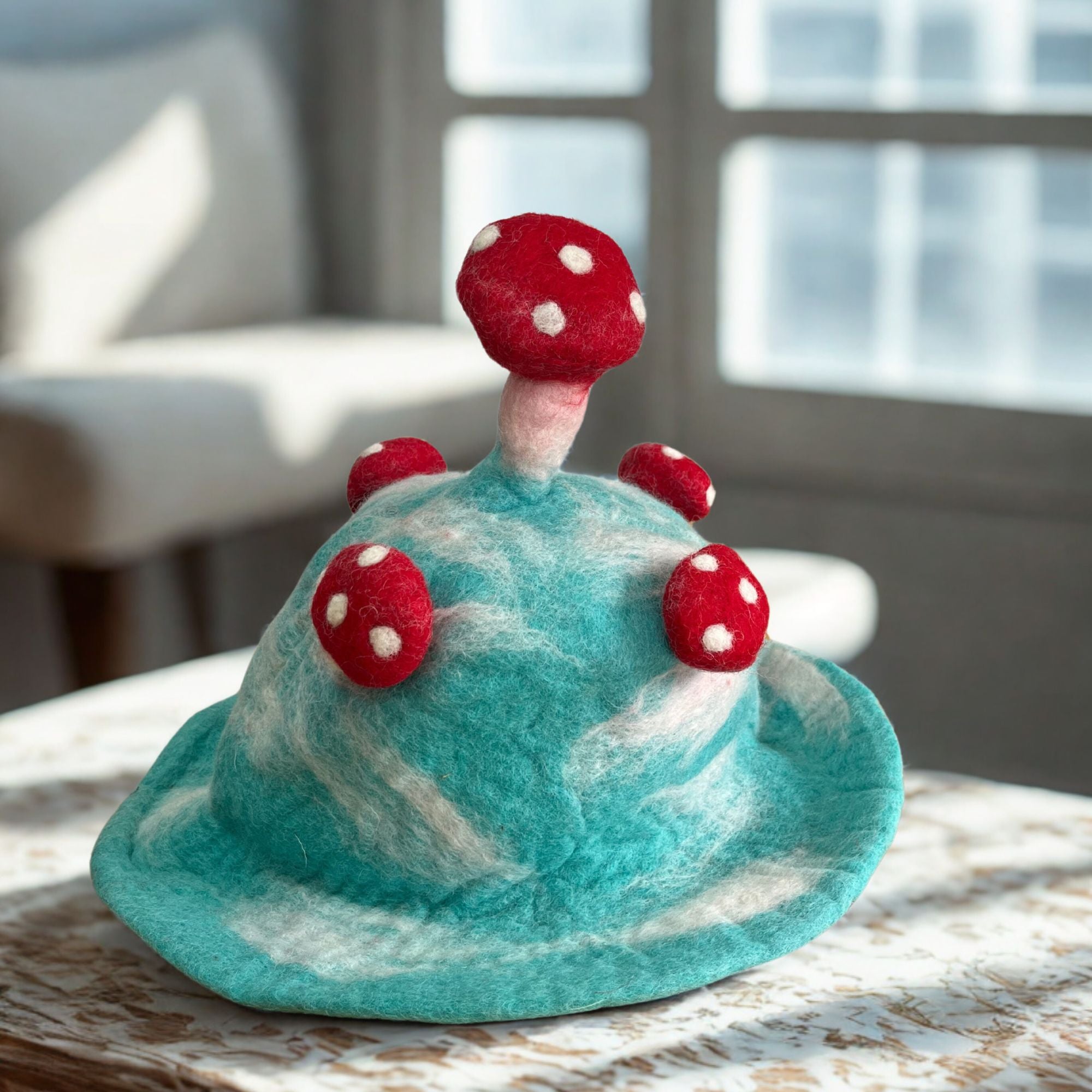 Lost in a Sky Blue Felted Mushroom Hat