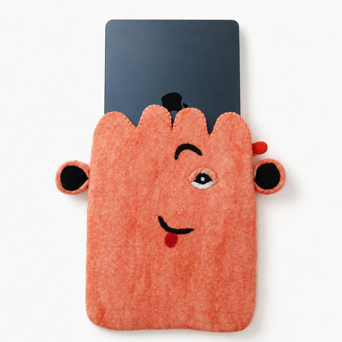 Pink Cute Face Felt Laptop Pouch (up to 14")
