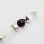 Axis of Grace Wand - Amethyst & Rose Quartz Spheres, Quartz Stem - 12cm