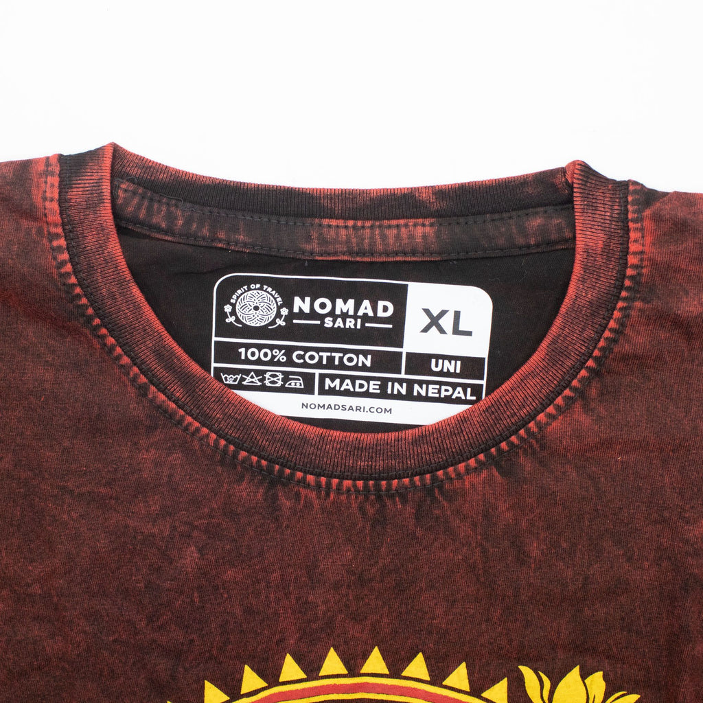 Nomad Sari Stonewashed Cotton T-Shirt | Dragon Mandala | Maroon | XL