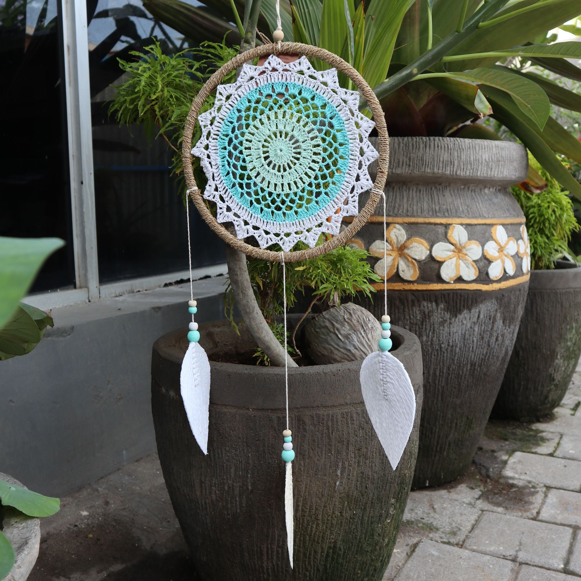 Elemental Spirits Dreamcatcher | Large Turquoise 65cm | Handmade in Bali