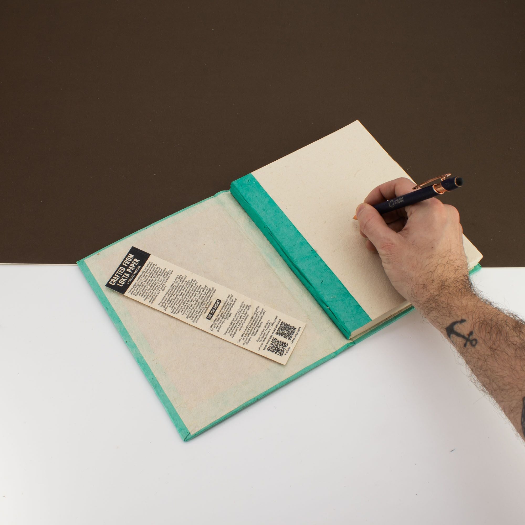 Lokta Mini Tiles Teal Notebook Large