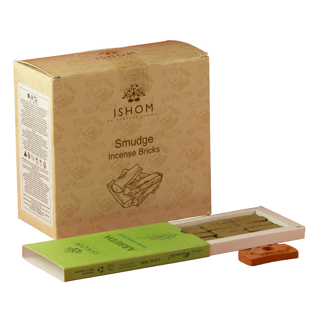 Pack of 15 Natural Incense Smudge Bricks and Burner - Arruda