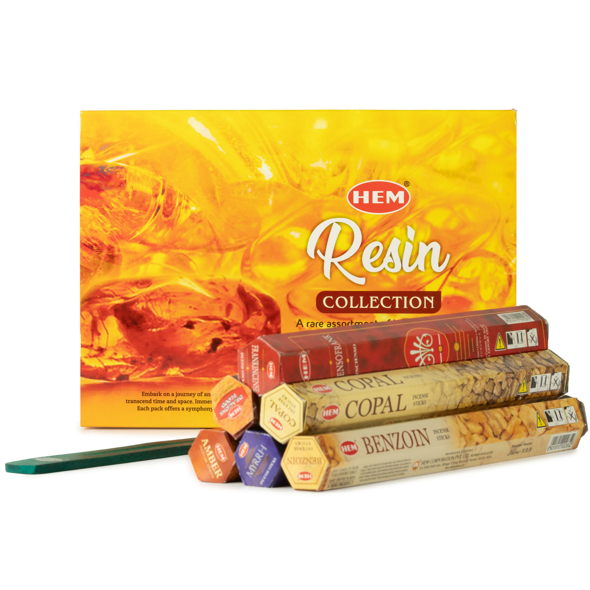 HEM Resin Incense Collection - 6 Assorted Packs with Ashcatcher