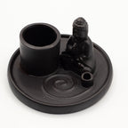 Buddha Ceramic Matt Black Multi Purpose Incense Plate