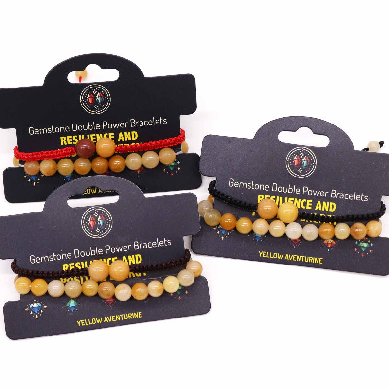 Yellow Aventurine Gemstone Double Power Bracelets