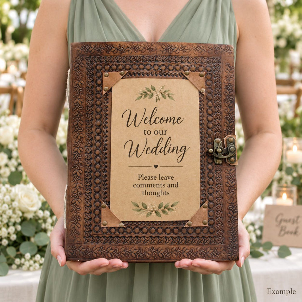 Large Customisable Leather Guest Book & Visitor Journal