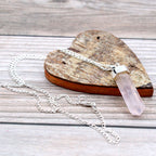 Rose Quartz Crystal Point Pendant Necklace
