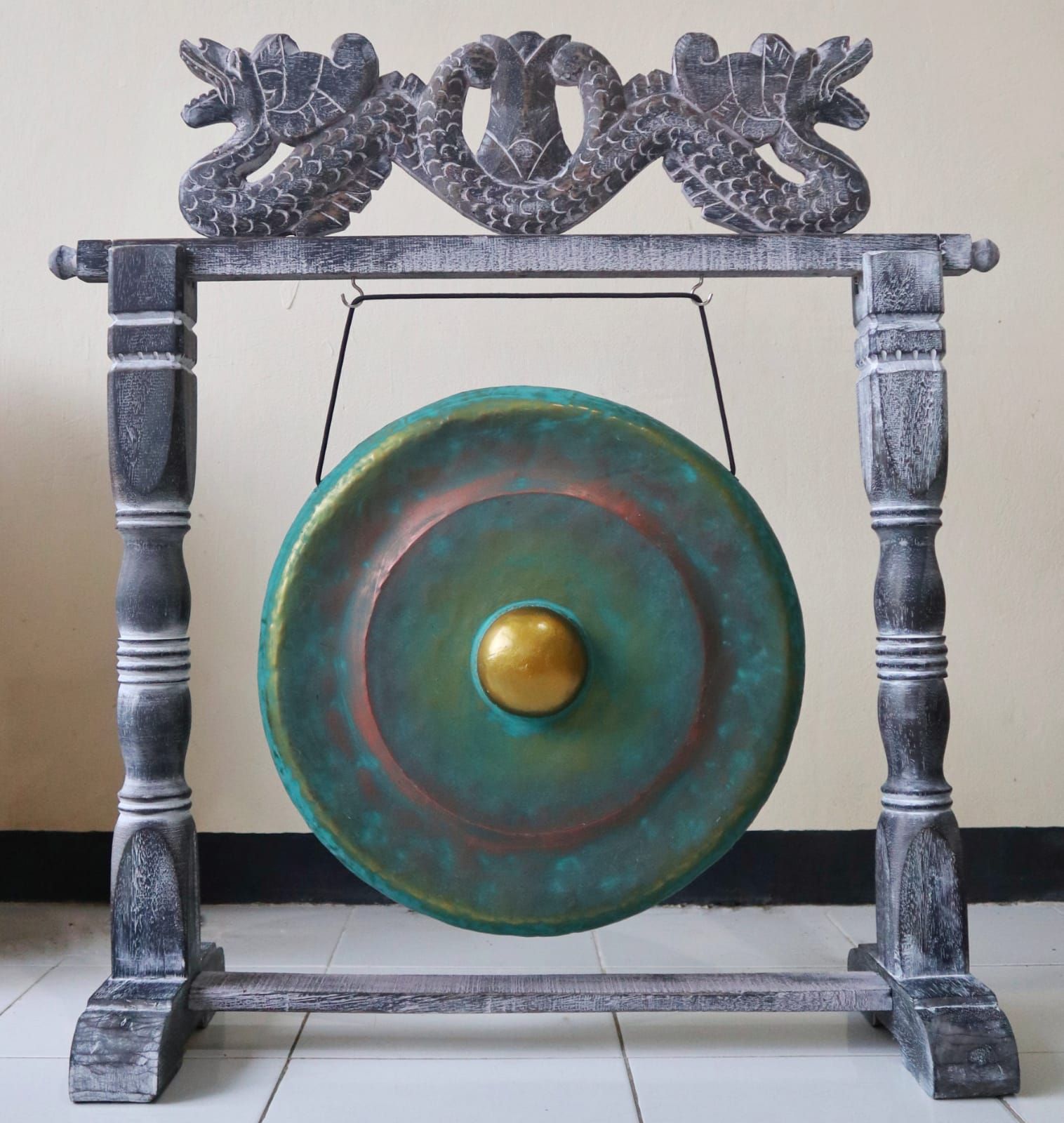 Balinese Gong with Dragon Stand - 50cm - Greenwash
