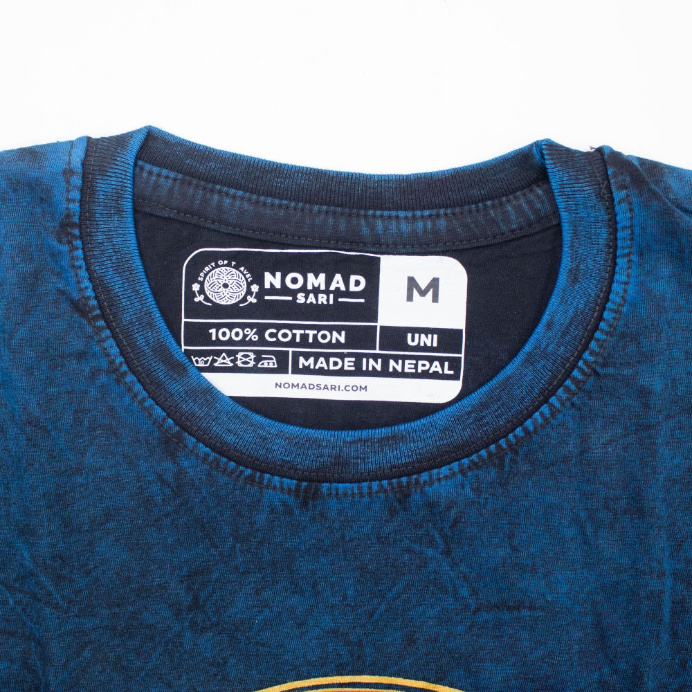 Nomad Sari Stonewashed Cotton T-Shirt | Stay Wild Moon Child | Blue | Medium