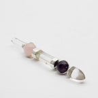 Axis of Grace Wand - Amethyst & Rose Quartz Spheres, Quartz Stem - 12cm