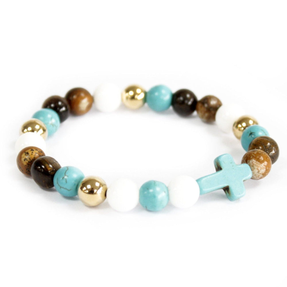 Turquoise Cross Royal Beads Gemstone Bracelet