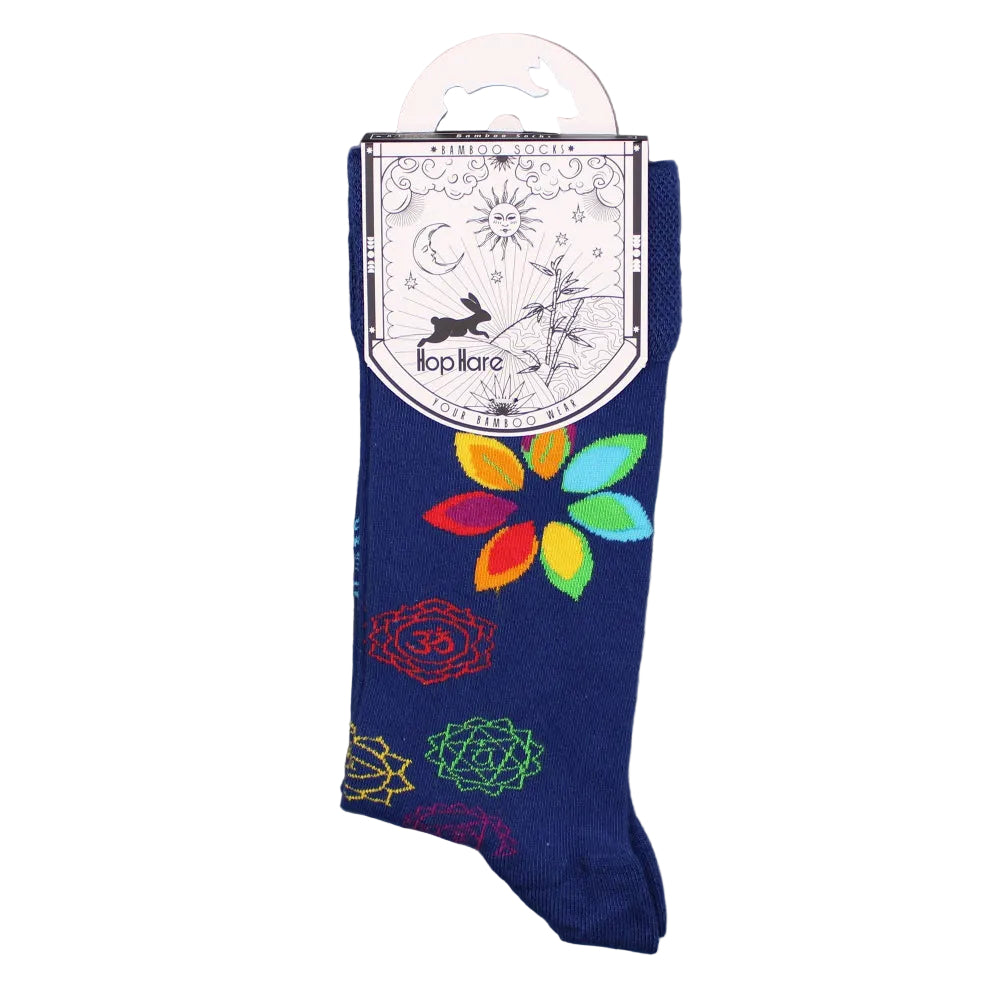 Rainbow Chakra Hop Hare Bamboo Socks S/M