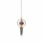 Cosmic Navigator | Amethyst & Labradorite Spinning Merkaba Pendulum in Copper