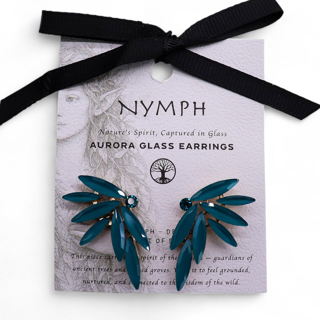 Teal Green Fairy Earrings – Vintage Glass & Stainless Steel