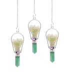 Green Aventurine Angel Pendulum | Carved Angel with Silver-Tone Ring