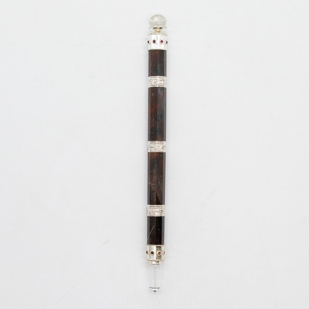 Bloodroot Sovereign Wand — Extra Long Fancy Jasper with Crystal Ball Top