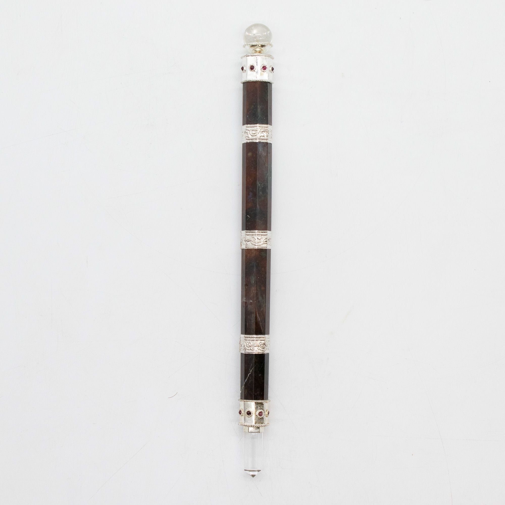 Bloodroot Sovereign Wand — Extra Long Fancy Jasper with Crystal Ball Top