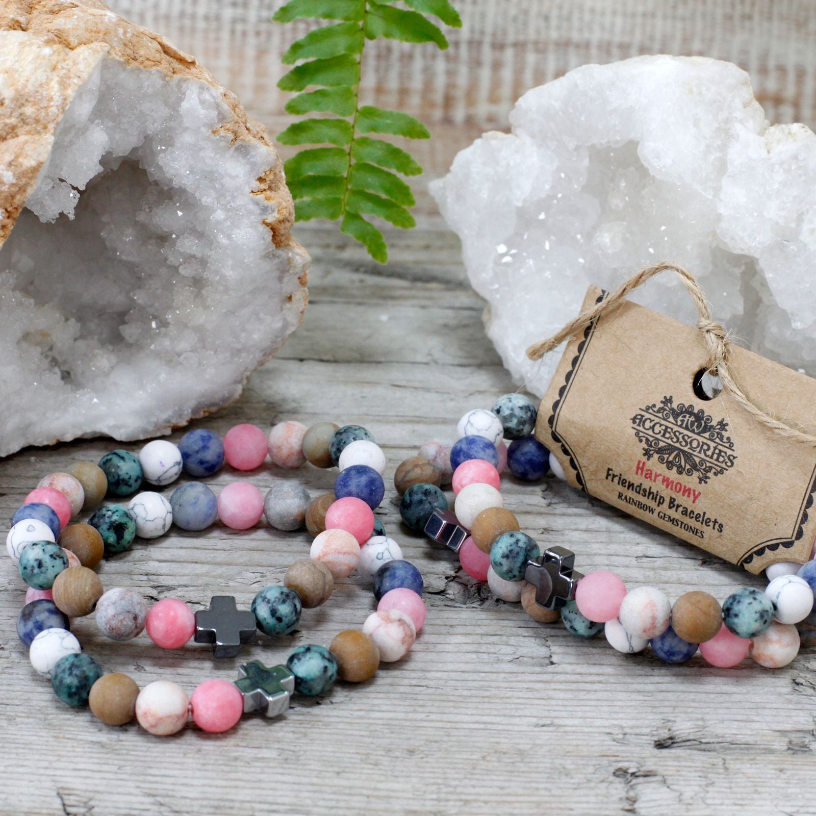 Friendship Bracelet Set | Harmony | Rainbow Gemstones | Set of 2