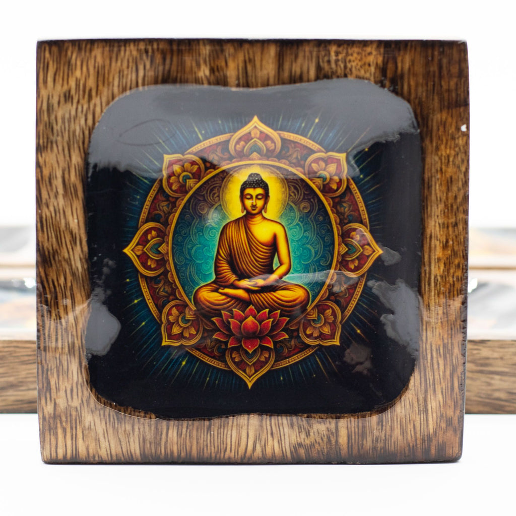 Buddha Enamelled Mango Tray Set