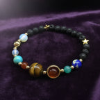 Gold Solar System Lava Stone Bracelet