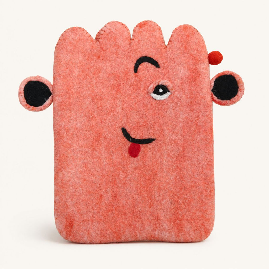 Pink Cute Face Felt Laptop Pouch (up to 14")