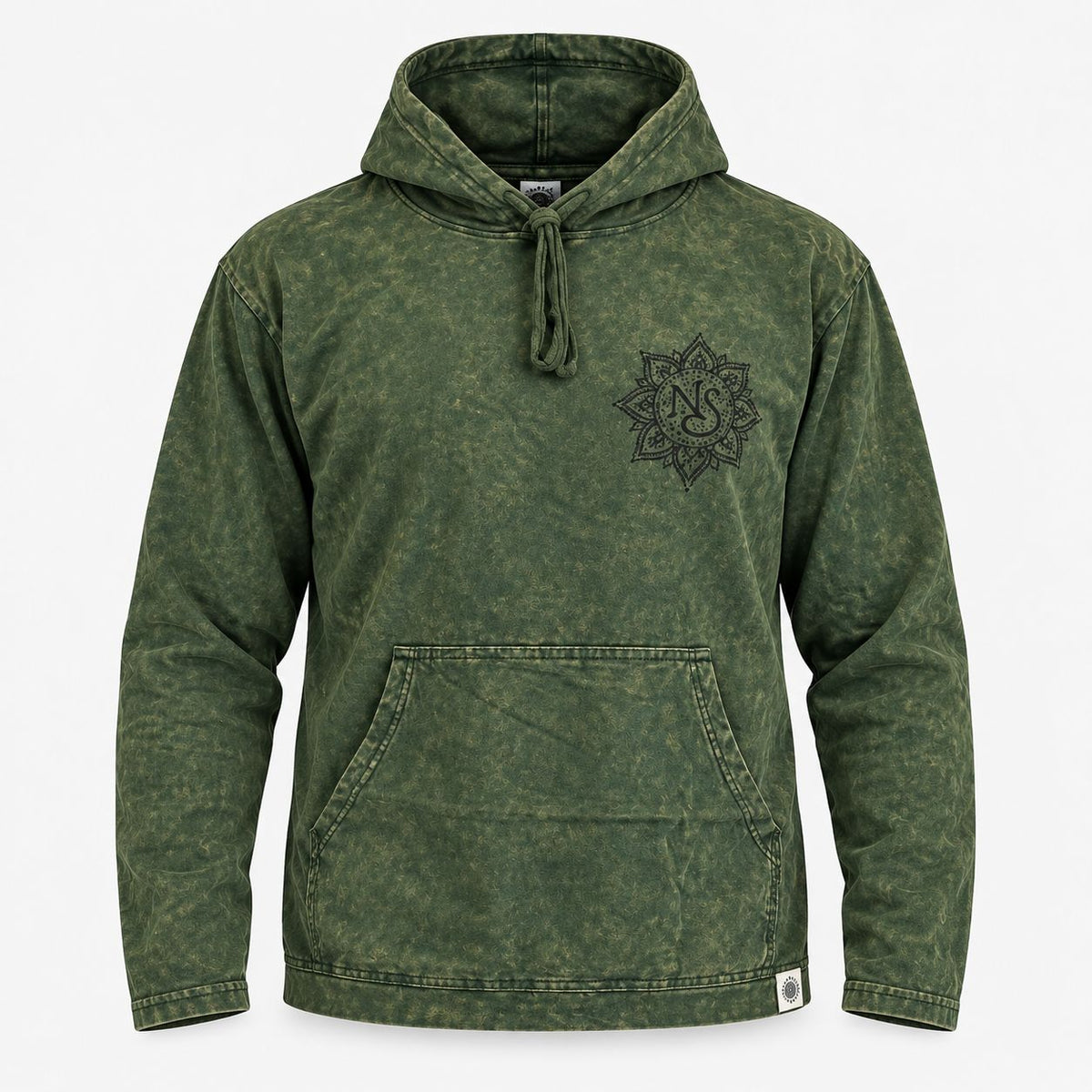 Vintage Teal Stone Washed Hoody Shirt Kangaroo Pocket - Large