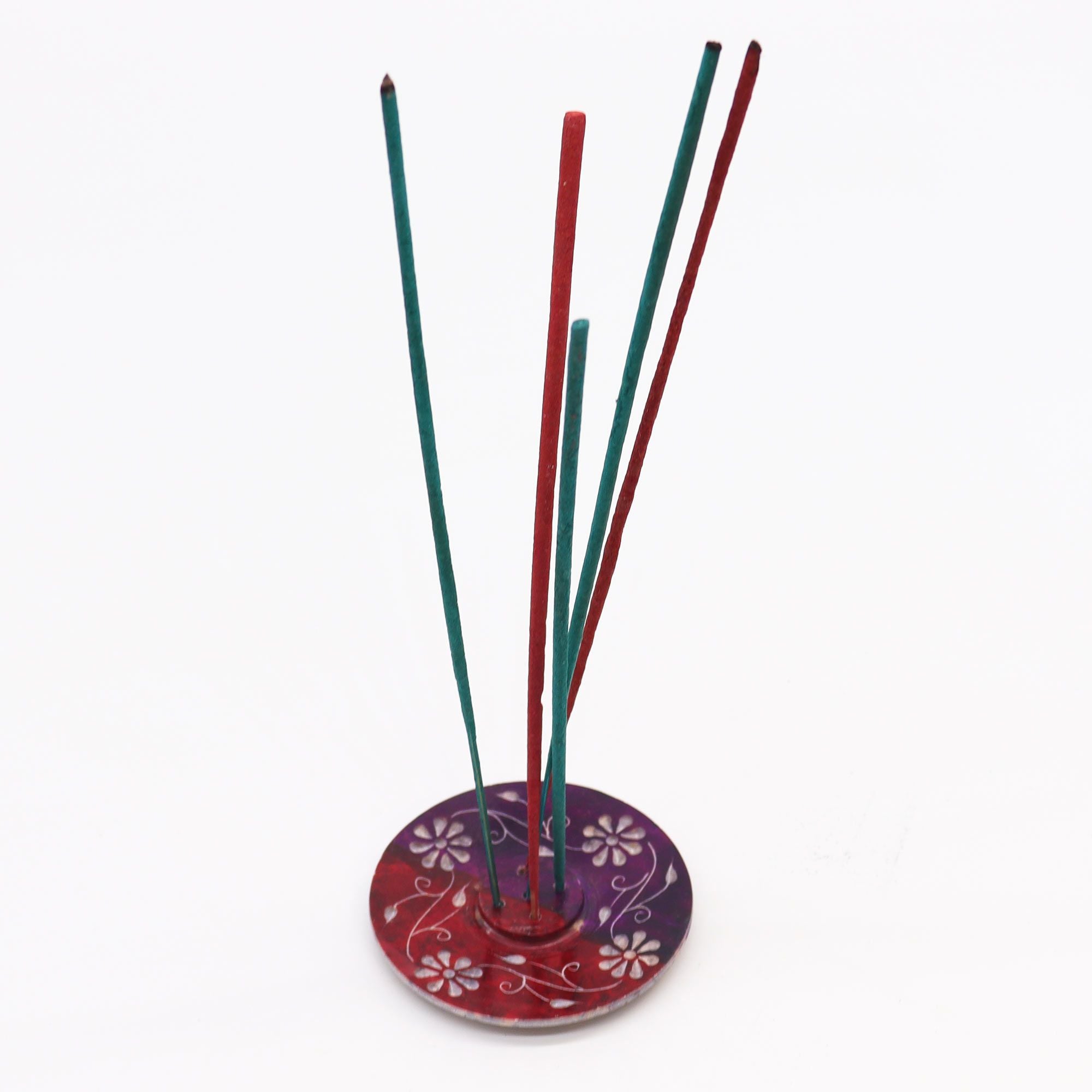 Floral Soapstone Disc Incense Holder (5 stick holder)