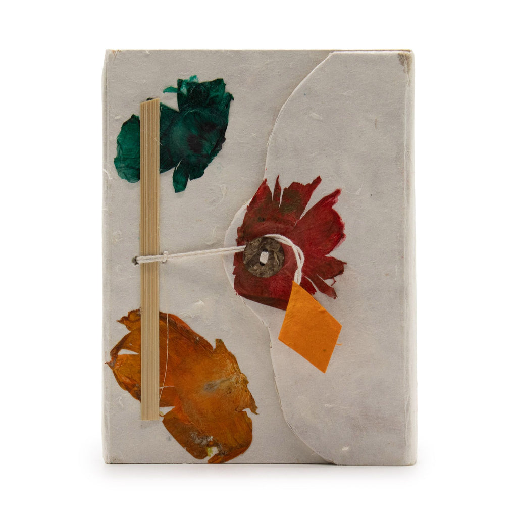 Lokta Paper Button Lock Notebook | Real Himalayan Floral Design | 15x12cm