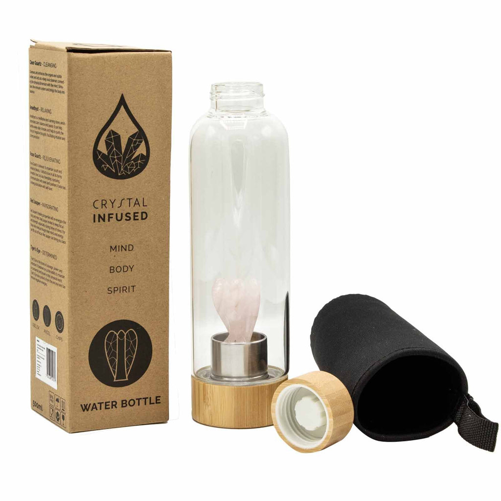 Rose Quartz Crystal Water Bottle | Angel | Rejuvenating & Love