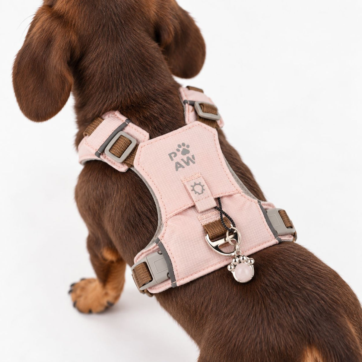 Dog Step-In Guardian Harness with Reflective Mesh & Rose Quartz Charm - Soft Pink - Extra Small (2-4kg)