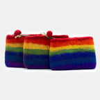 Rainbow Felt Zipper Pouch | Handmade Wool Pouch from Nepal