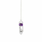 Seeker of Truth Double Power Pendulum - Amethyst Globe & Clear Quartz