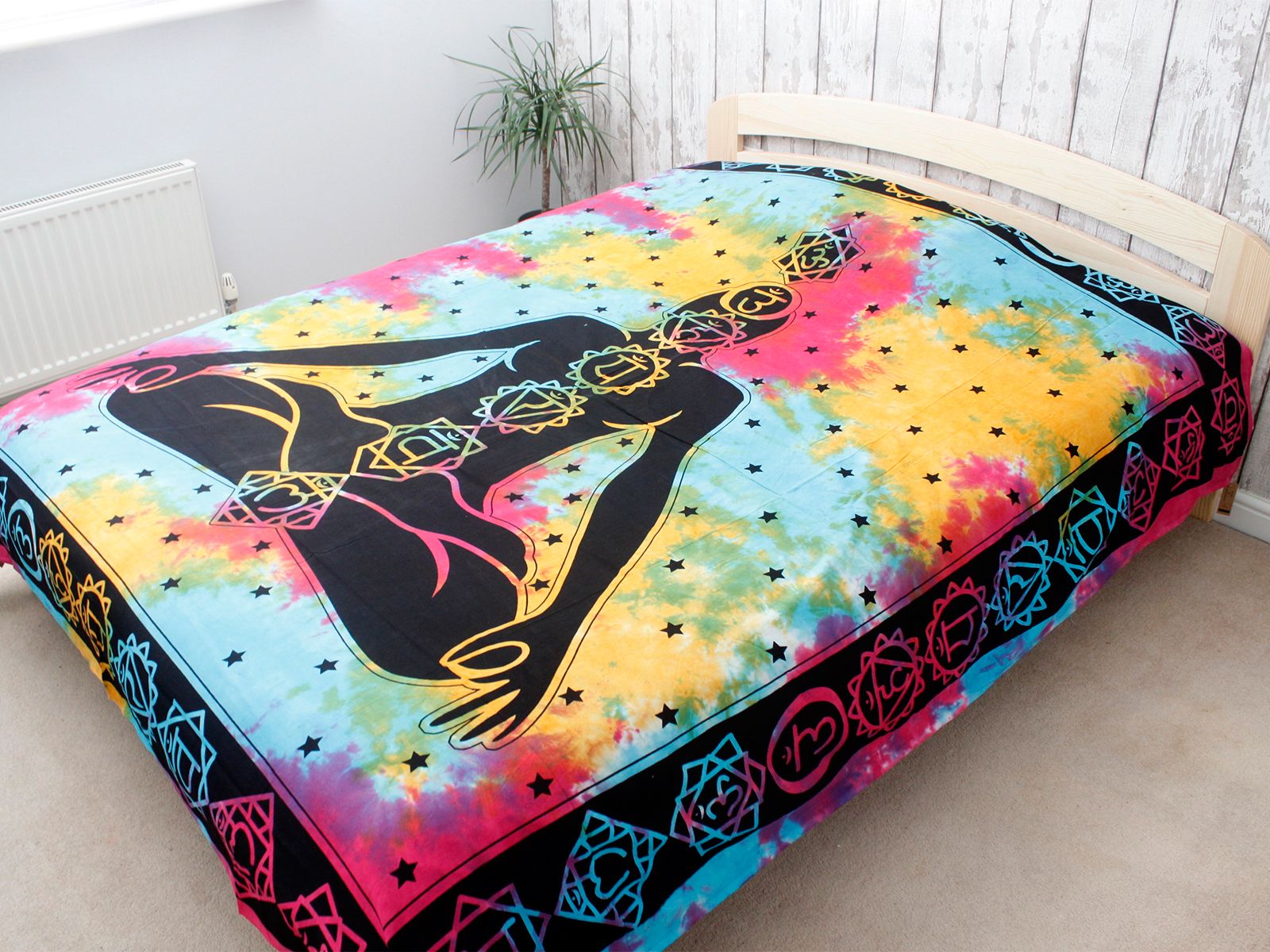Chakra Buddha Double Cotton Bedspread Wall Hanging