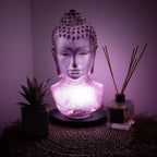 Buddha Bust Lamp | Lavender Crackle | Oval Stand