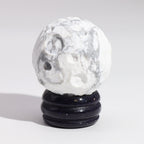 White Howlite Gemstone Planet | Moon | Solar Goldstone Stand