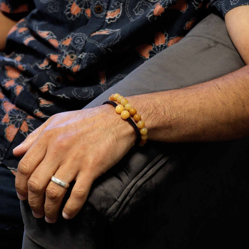 Yellow Aventurine Gemstone Double Power Bracelets