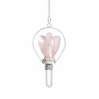 Rose Quartz Angel Pendulum with Ring