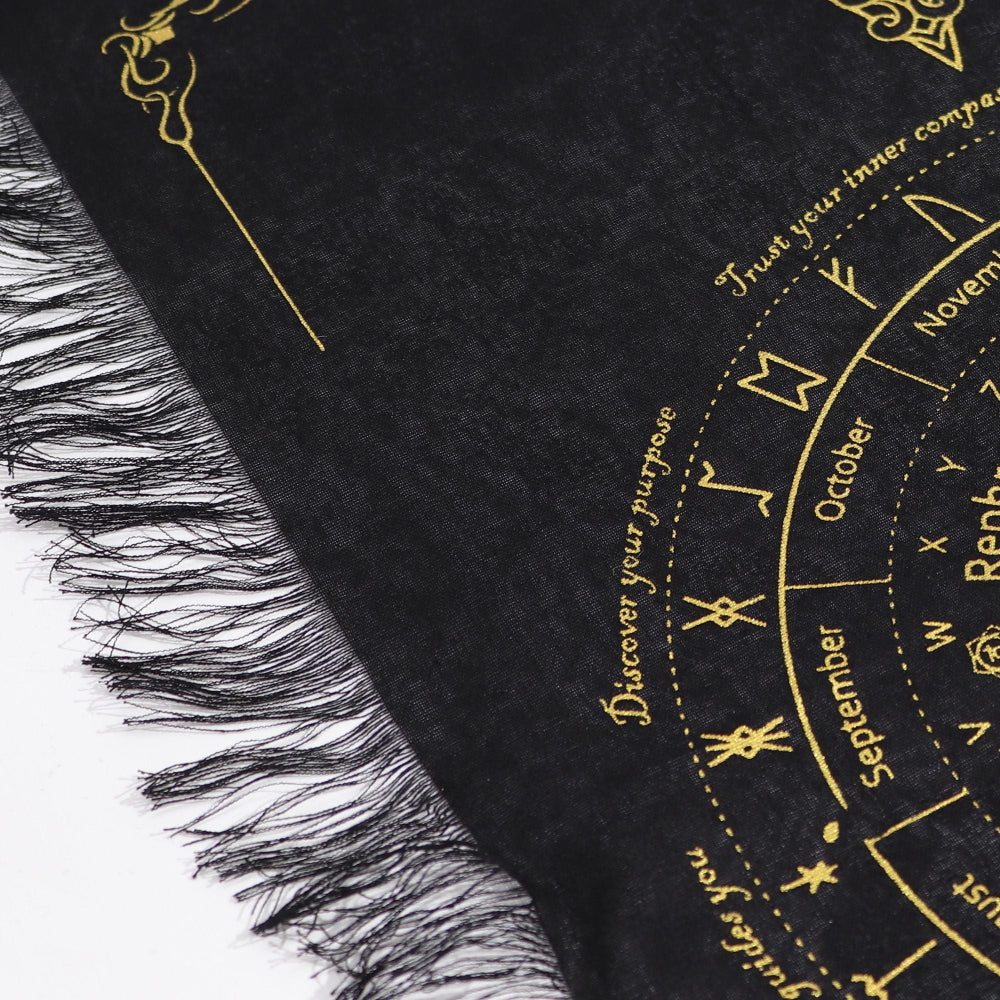Sun Face Pendulum Divination Cloth | Black & Gold | Ancient Witch