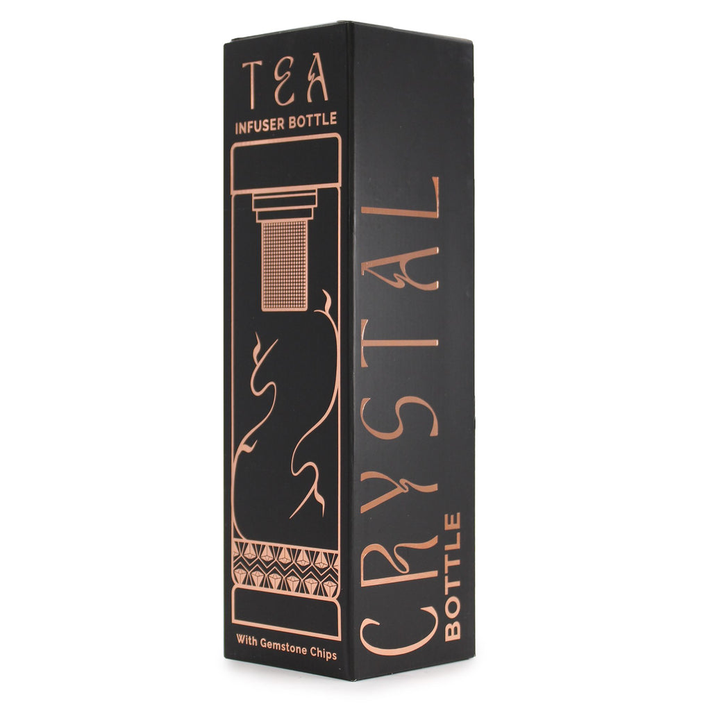 Amethyst Crystal Glass Tea Infuser Bottle | Rose Gold | 500ml