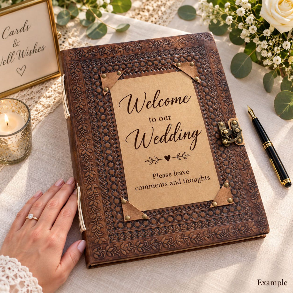 Large Customisable Leather Guest Book & Visitor Journal