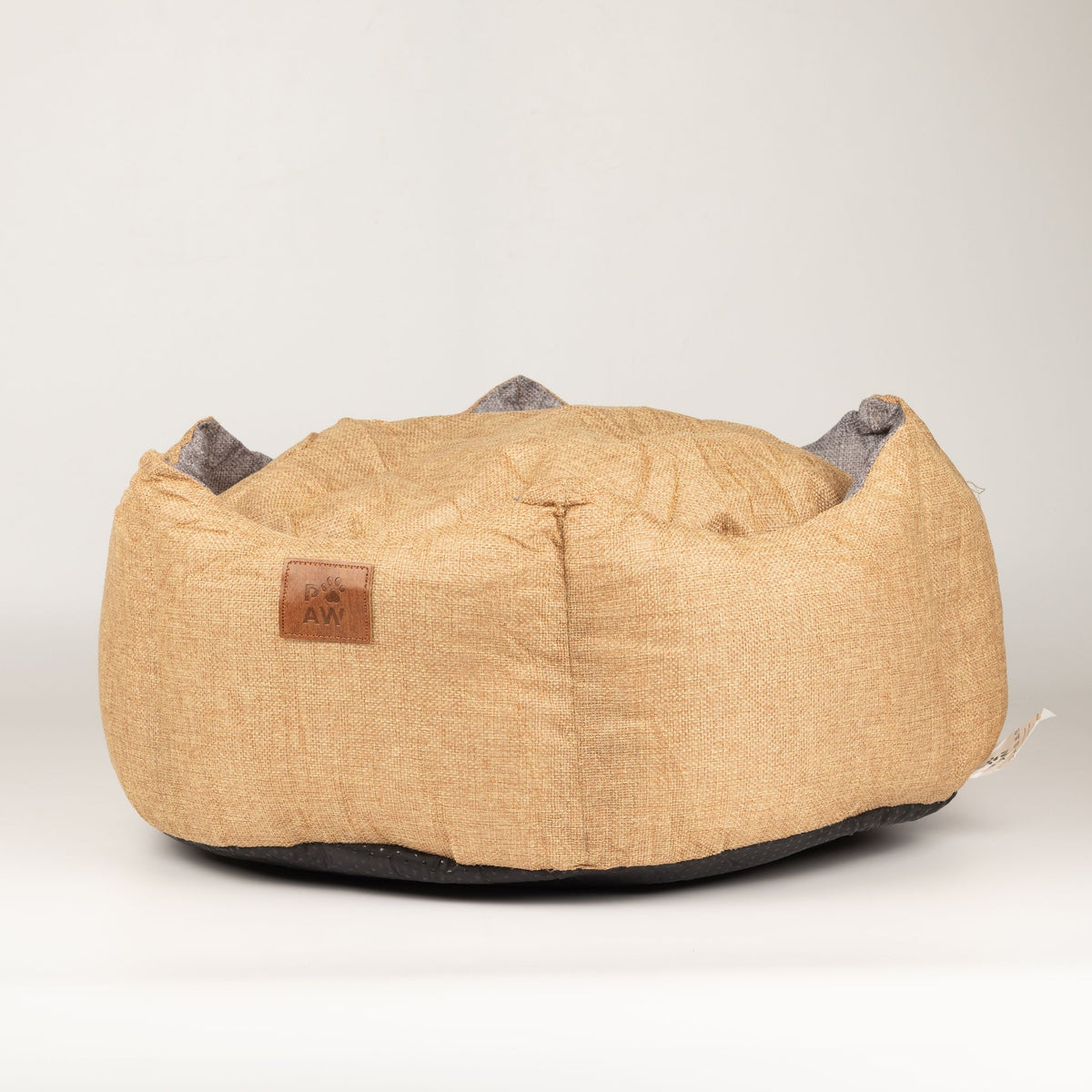 Royal Crown Pet Bed for Cats & Small Dogs - Sand & Grey - Medium (50 × 50 × 26cm)