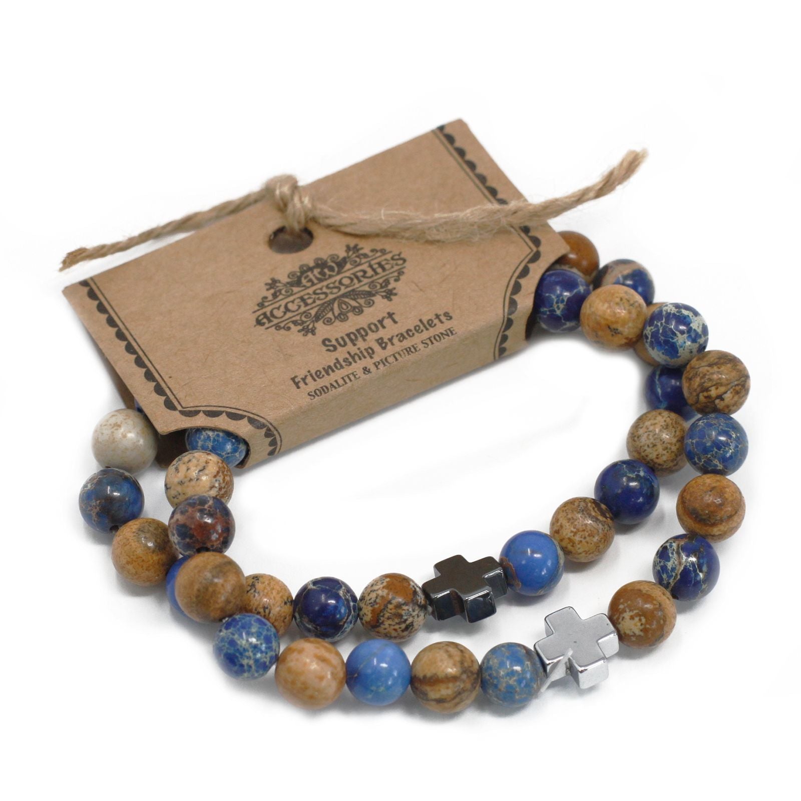 Friendship Bracelet Set | Support | Sodalite & Picture Stone | Set of 2