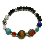 Silver Solar System Lava Stone Bracelet