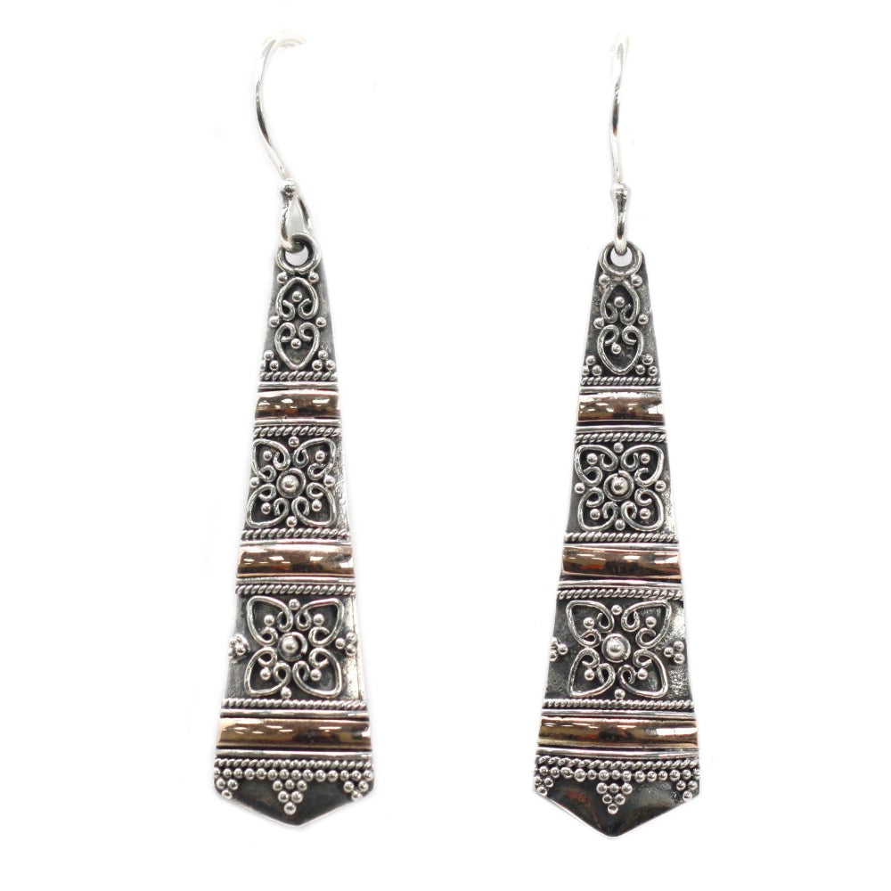 Tribal Drops Silver & Gold Earrings